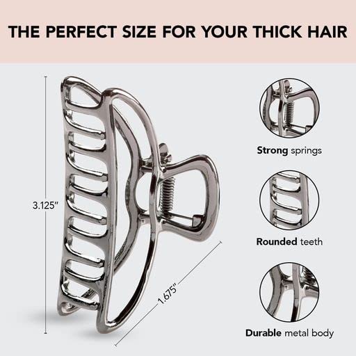 Kitsch Metal Hair Clips for Women - Durable & Elegant Metal Claw Clips, Perfect for Everyday Use & Special Occasions - Hematite, 1 Piece - color: Hematite