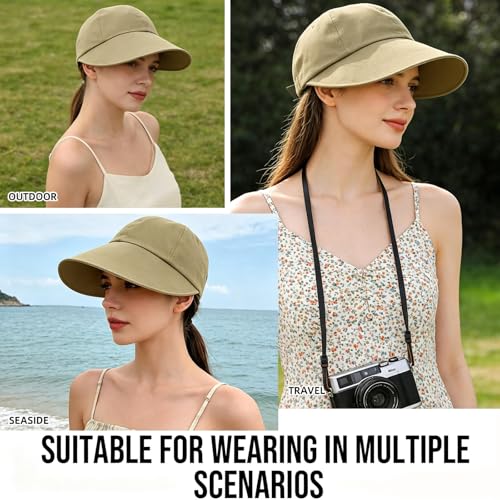 Women Wide Brim Sun Hat Adjustable Packable Beach UV Protection Gardening Hats - color: Green