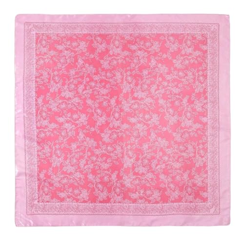 AIBFRID Square Head Scarves Satin Silk Hair Scarf Boho Bandana Headwear for Women Silk Feeling Hair Wrap Neck Scarf - color: Pink, size: 35inch