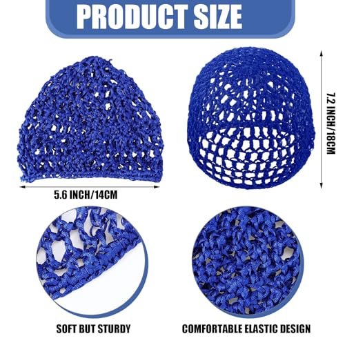 Geyoga 4 Pieces Mesh Crochet Hair Net Rayon Knit Snood Hat Thick Short Women Hairnet Snoods Cover Ornament for Sleeping (Royal Blue, Sky Blue, Rose Red,Pink) - color: Royal Blue, Sky Blue, Rose Red ,Pink