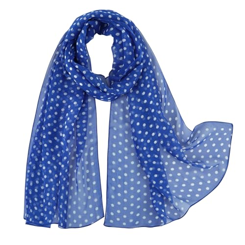 E-Clover Unique Fashion Women's Scarf Chiffon Sheer Scarves for Women Lightweight - color: Blue Polka Dot-01