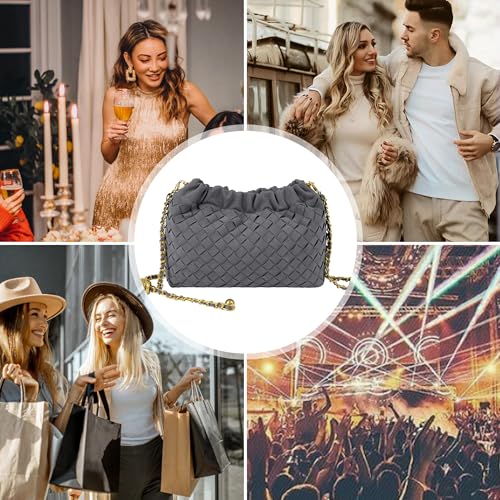 Joryin Woven Women's Crossbody Bag & Evening Purse, Trendy Dumpling Clutch & Hobo Cloud Shoulder Bag Trendy Dumpling Clutch - color: Woven Suede-slate Gray