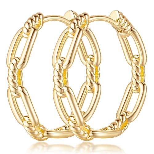 Gold Hoop Earrings 14K Gold Hoop Earrings for Women Gold Earrings for Womens Hoops Hollow Design Hypoallergenic Lightweight Hoops Earring for Women 22/25mm - size: 22 MM