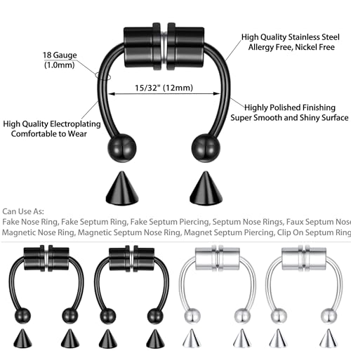 1-16Pcs 16G 18G 20G 22G Nose Rings Hoops Nose Piercings Fake Nose Ring Fake Septum Nose Ring Fake Lip Rings Fake Septum Piercing Fake Nose Piercing Fake Nose Hoop Faux Nose Rings Clip On Nose Cuffs Nose Piercing Jewelry Nose Rings for Women Men Nose Hoops