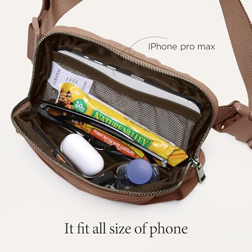 ODODOS Unisex Mini Belt Bag with Adjustable Strap Small Fanny Pack for Workout Running Traveling Hiking, Brown - color: Brown