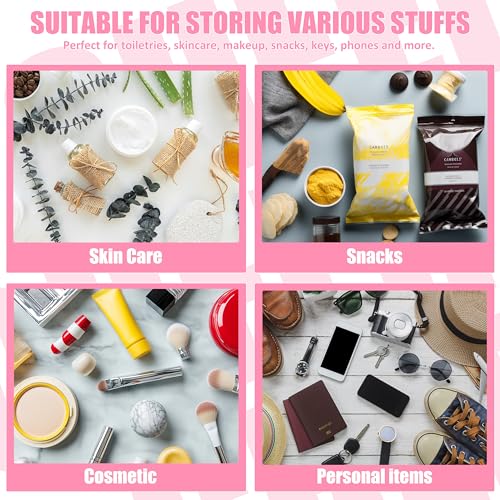 BuyCard Cheer Chenille Letter Bags Clear Makeup Bag for Travel, Cheerleader Gifts Cosmetic Bag with Handles and Zipper, Nylon & PVC Waterproof Large Cheer Accessories Toiletry Bag for Women - color: Rose Red-Cheer