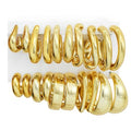 12 Pairs Chunky Gold Hoop Earrings for Women Trendy, Gold Plated Lightweight Hypoallergenic Stack, Thick Open Twisted Huggie Hoops Earring Set - color: 10 Pairs Gold Dainty