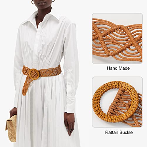 Suyi Boho Belt for Women Braided Woven Belts Bohemian Waist Belts for Dress - color: Brown 1