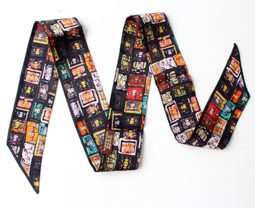 JERLA 100% Mulberry silk Scarf bag scarf Head Hair Ribbon Handbag Handle wrap Tie Bundle Neckerchief Scarf for women - color: Color Grid