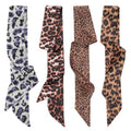 CHLINS 4PCS Satin Head Scarf for Women, Neck Hair Purse Handbag Accessory Fashion Versatile Thin Long Strip Scarf - color: Leopard Print