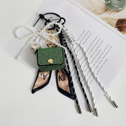 QTMY Rhinestone Coin Purse Rope Braided Keychain Bag Charms for Handbag Purse Backpack Accessories for Bogg Bag,696