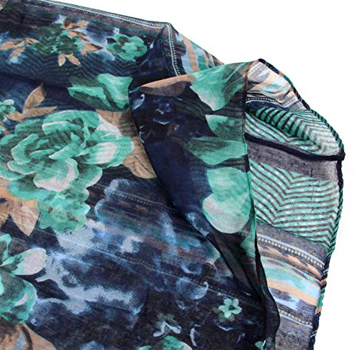Scarfand's Romantic Rose Prints & Floral Patterns Lightweight Infinity Fashion Scarves Wraps - color: Romantic Navy