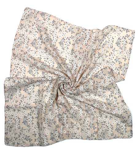 Shanlin Unisex Cotton Square Bandanas Scarves 24x24 - color: Floral2-apricot