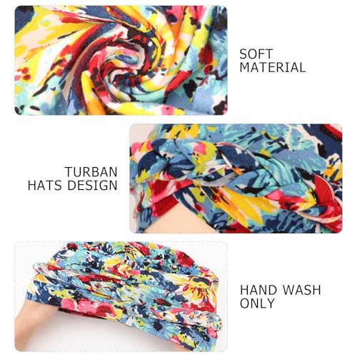 African Women Turban Caps Pre-Tied Twisted Turbans Head Scarf for Women Hair Wraps Cover Beanie Cancer Chemo Headwear - color: 1 Pack Twisted Braid A: Floral D