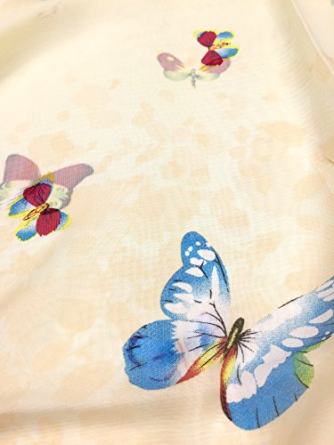 YOUR SMILE Ladies/Women's Lightweight Floral Print/Solid Color mixture Shawl Scarf For Spring Summer season - color: Beige Butterfly