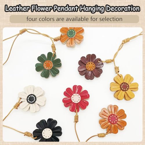 Handmade Genuine Leather Flower Bag Charm-Boho Accessories Leather Flowers Key Chain Purse Pendant Charms - color: A