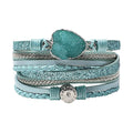 Artilady Leather Wrap Bracelets for Women - Pearl Bracelets Handmade Clasp Bangle Bracelet with Beads Jewelry Gift for Women and Mother - style: Blue