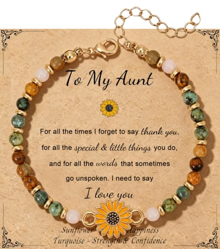 Sunflower Gifts for Women, Gifts for Women Bracelet, Symbol of Positivity Strength and Love, Inspirational Sunshine Jewelry, Birthday Christmas Thank You Gift, Friends Daughter Coworkers - style: Aunt