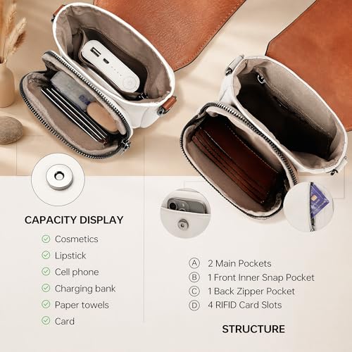 GEMIU Small Crossbody Bags for Women Cell Phone Purse Crossbody Wallet Purses with Card Slots - color: White&brown