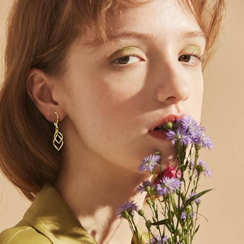 Leverback Earrings Dangle Earrings for Women Dangly Earrings Anniversary Birthday Gifts for Women - style: Double Linear-Gold