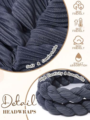 Woeoe Women African Turbans Pre-Tied Twisted Grey Hat Rhinestone Stretchy Head Wrap for Church Party - color: Grey