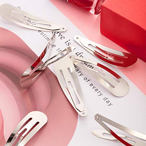 WILLBOND 30 Pieces 3.1 Inch Large Metal Snap Hair Clips Nonslip Barrettes Women Hair Accessories(Silver) - color: Silver, style: Minimalist