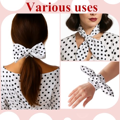 Hicarer 2 Pieces Polka Dot Headband Bandana Headband 50s Costume Hair Accessories Bows Wide Head Wrap for Women(Red, White,Big Dots) - color: Red, White, style: Big Dots
