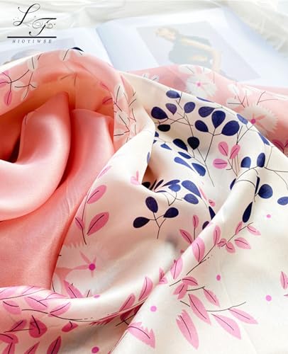 Hioyiwse Head Scarf Hair Neck Scarves For Women Purse Bag Scarfs For Handbags Silky Long Thin Satin Headscarf Fashion - color: B22-pink Plum