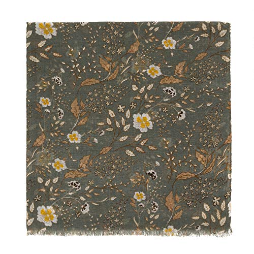 MELIFLUOS DESIGNED IN SPAIN Scarf for Women Lightweight Floral Flower Scarves for Summer Fall Shawl Wrap - color: Barcelona Collection 7 - Gray Floral