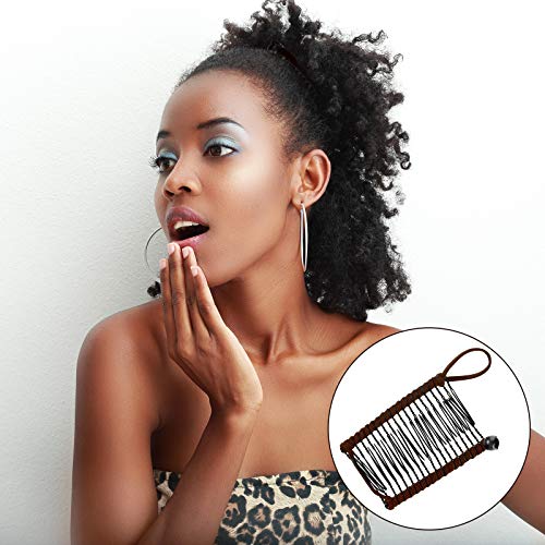 WILLBOND 4 Pcs Banana Hair Clips for Women, Vintage Clincher Stretchy Banana Grip Clips Comb for Curly, Thick, Thin, Wavy Hair, Ponytail Holder for Wedding, Daily Use(Khaki, Black) - color: Khaki, Black
