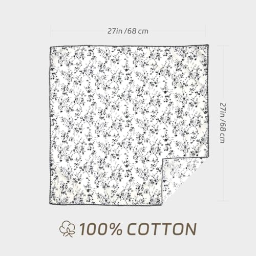 Cotton Bandana,Large Bandanas for Women,Head Coverings for Women,Head Scarf Handkerchief, Square Headband 27" x 27" - color: 27-13-floral-white