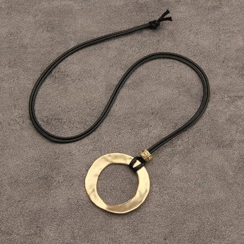 Boho Necklaces for Women Chunky Circle Necklace Layered Boho Circle Leather Choker Necklace Long Vintage Necklaces Bohemian Jewlery Gifts - style: Boho Necklace Women