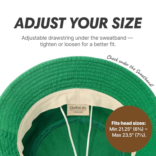 Hot Summer Bucket Hat - Trendy Cotton Sun Hat for Beach, Golf, Fishing - Fun Outdoor Vacation Boonie for Men and Women - color: Kelly Green