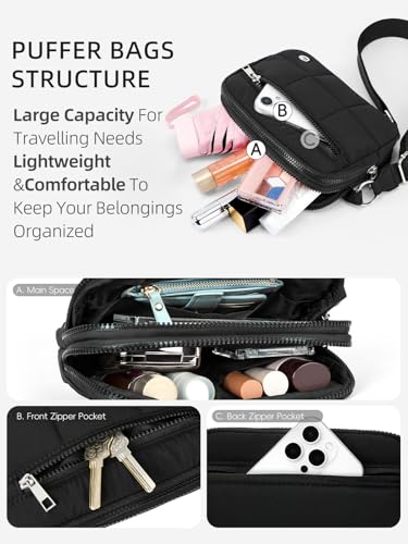 WESTBRONCO Small Crossbody Bags for Women Nylon with Adjustable Strap, Zipper Crossbody Purse, 1L Shoulder Bag for Travel - color: Black-new