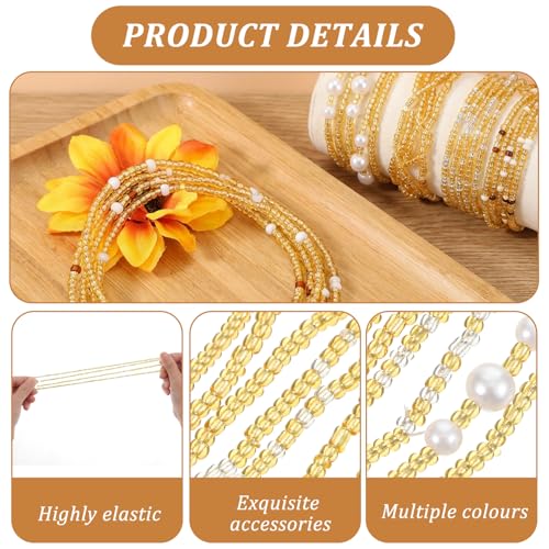 4 Pcs Waist Beads for Women - Gold Waist Beads for Weight Loss Summer African for Women Beach Bikini - Jewelry Belly Bead Chains Belly Necklace Stomach Jewelry Chain