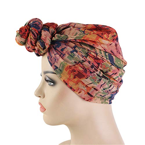 Qianmome Womens Big Flower Turban Beanie Elegant Cap Head Wrap Stretch Long Hair Scarf Headscarf - color: 4pieces-24-style 1