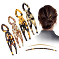 4PCS Prestige French Hair Pins for Women - 4.33 Inch Large Tortoise Shell Hair Pin, Acetate Curved Design for Updos Buns Chignons, Strong Hold Hair Styling Pins for Thick Thin Hair