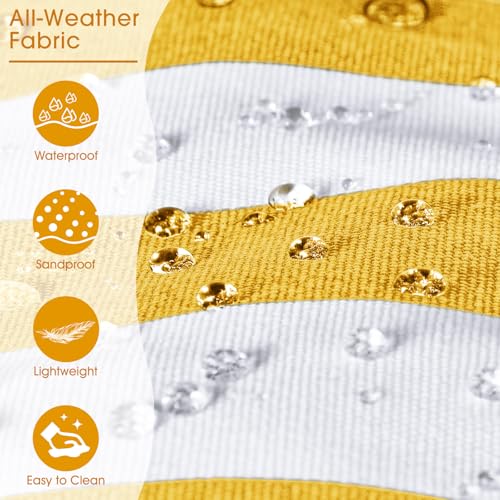 Becokan Beach Bags for Women Canvas Large Beach Tote Bag Zipper Waterproof Sandproof Foldable Swim Pool Bag with 7 Pockets - color: Yellow