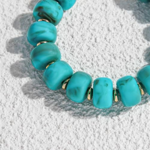 Chunky Beaded Bracelets for Women Boho Multicolor Acrylic Resin Beads Bracelet Adjustable Statement Bracelet Summer Beaded Jewelry - color: Beads bracelet-turquoise