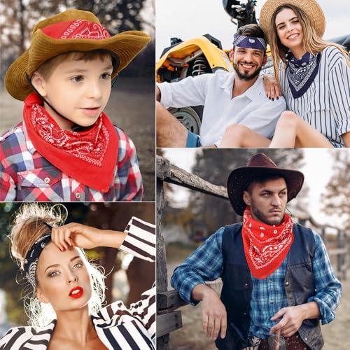 NACHLYNN 10/20pcs Paisley Bandanas Assorted Bandanas Cowboy Polyester Headbands Square Scarf Headwear - color: Red, Black, Navy Blue