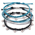 FANCY SHINY String Ankle Bracelets Waterproof Rope Anklets Braided Beach Boho Coin Anklets Cute Friendship Foot Jewelry for Women - style: Black Blue Disc