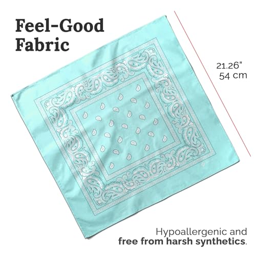 ZENO 100% Cotton & Natural Fibers Bandana Scarf - Soft, Durable, Machine Washable – Unisex for Men & Women - color: Light Green Single