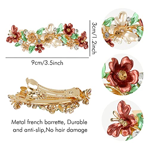 inSowni 4 Pack Luxury Glitter Sparkly Jeweled Gems Crystals Rhinestones Retro Vintage Butterfly Metal French Barrettes Alligator Snap Hair Clips Pins Headpieces Accessories for Women Girls - color: Blue,Champagne,Gold,Pink,Purple