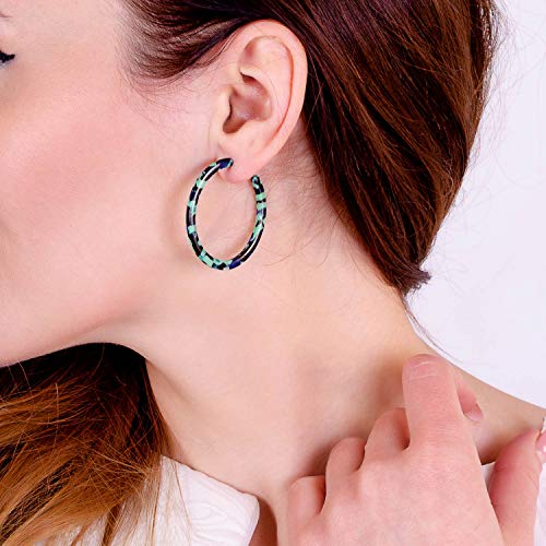 BaubleStar Tortoise Shell Resin Hoop Earrings Fashion Jewelry - color: Green