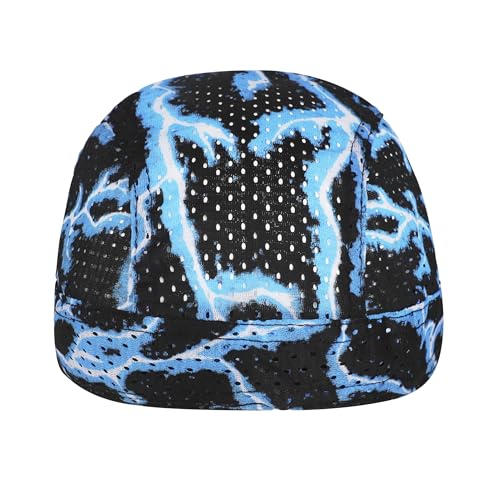 PURFUN Men Women Breathable Cycling Bandana Headscarf Adjustable Sweat Wicking Quick Dry Mesh Head Scarf Wrap Liner Skull Cap - color: 2pcs/Black+blue