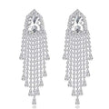 Silver Rhinestone Crystal Bridal Chandelier Long Tassels Dangle Earrings for Wedding - color: J-10