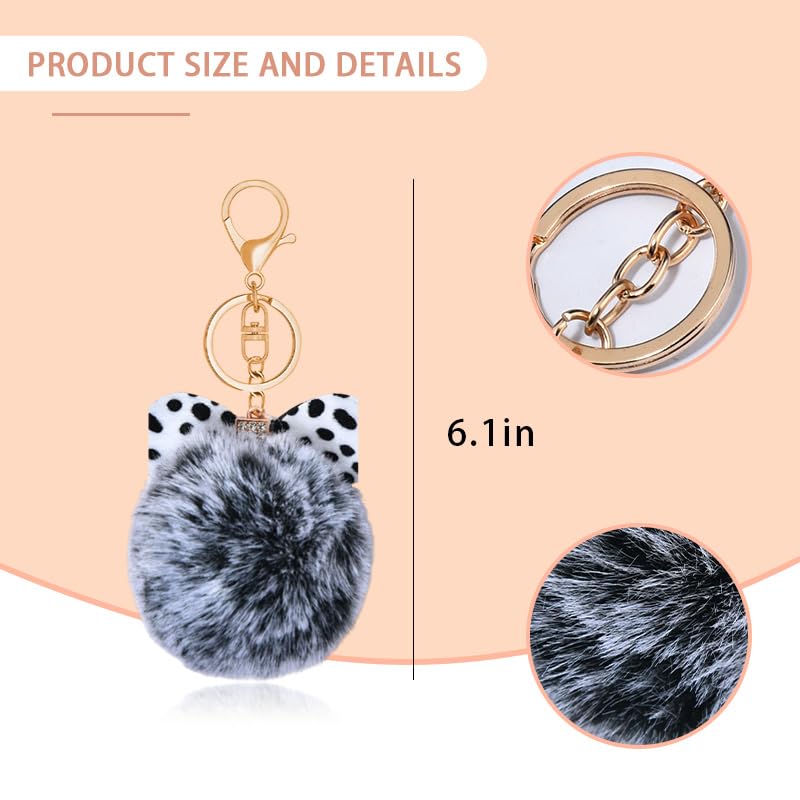 Leopard Faux Fur Keychain for Purse Charms for Handbags Leopard Plush Key Chain for Car Keys - color: Color 17