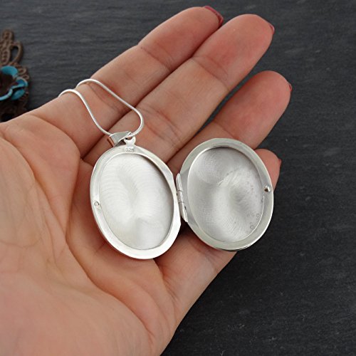 FashionJunkie4Life Sterling Silver Oval Locket Necklaces for Women, 18" Cable Chain - style: Large Simple