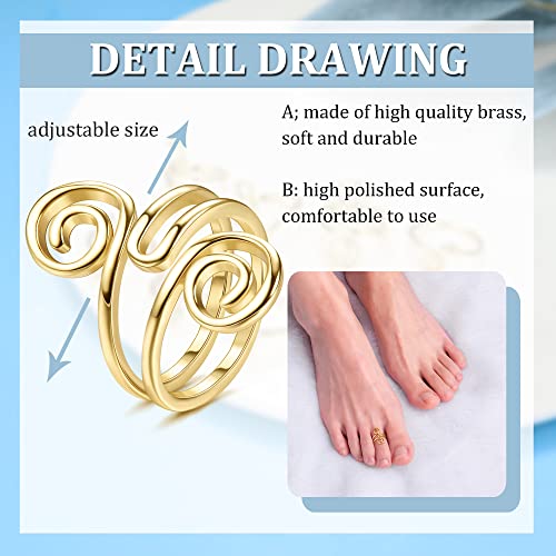 FIBO STEEL 9 Pcs Adjustable Toe Rings for Women Open African Toe Rings Summer Beach Foot Jewelry - color: Gold-tone