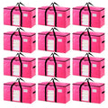 TAILI 12 Pack Pink Extra Large Moving Bags, Heavy Duty Totes with Visible Window, Wrap Around Handles, Space-Saving Storage Solution, Alternative to Moving Boxes - color: Pink, size: 12 Large